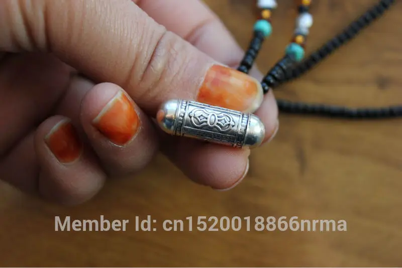 SL000 Sterling Silver 925 Tibetan Amulet Om 24mm Prayer Box Pendant Necklace